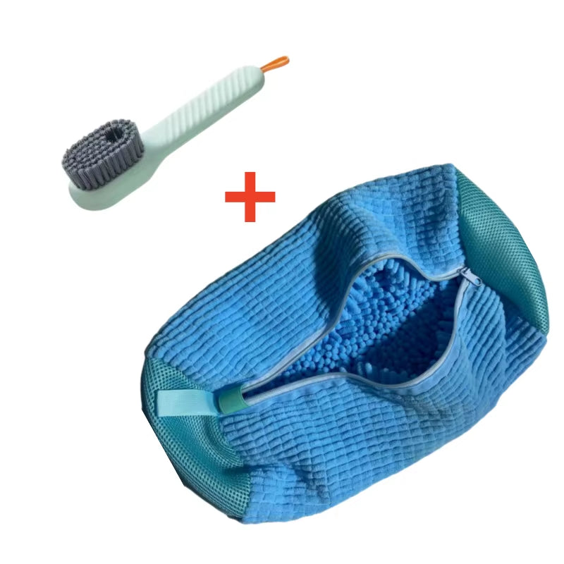 1/2/4PCS Shoe Washing Machine Bag with Liquid Shoe Brush Set Durable Laundry Shoe Bag and Soft Bristle Clean Brush for All Shoes