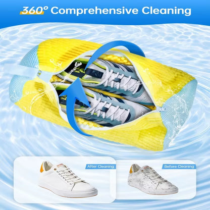 1/2/4PCS Shoe Washing Machine Bag with Liquid Shoe Brush Set Durable Laundry Shoe Bag and Soft Bristle Clean Brush for All Shoes